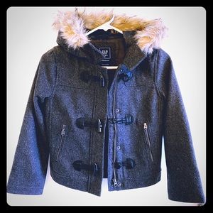 NWOT Gap charcoal grey wool hooded toggle coat